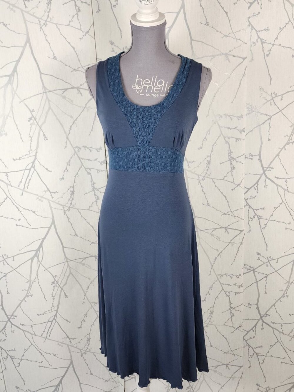 Narcissist Blue Stretch Jersey Empire Waist Keyhole Midi Dress